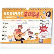 Týdenní rodinný plánovací kalendář 2024 s háčkem - Stolní kalendář