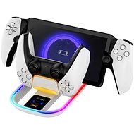 iPega P5P11 Charger Dock with RGB 2in1 for Playstation Portal Remote Player and PS5 Controller White - Battery Charging Station