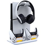 iPega P5S020W Multifunkční Nabíjecí RGB Stojan s Chlazením pro PS5 Slim White - Game Console Stand