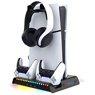 iPega P5S006 Multifunctional Rechargeable RGB Stand with Cooling for PS5 Slim Black - Game Console Stand