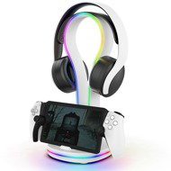 iPega P5P23 Rechargeable RGB Stand for Playstation Portal Remote Player with Headphone Holder White - Game Console Stand