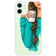 iSaprio My Coffee and Brunette Girl for iPhone 12 mini - Phone Cover
