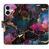 iSaprio Flip pouzdro Dark Marble pro iPhone 16 - Phone Case