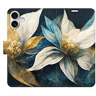 iSaprio Flip pouzdro Gold Flowers pro iPhone 16 Plus - Phone Case