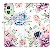 iSaprio Flip Case Succulents Pattern for Motorola Moto G54 5G / G54 5G Power Edition - Phone Case