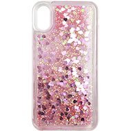 iWill Glitter Liquid Heart Apple iPhone X / Xs rózsaszín tok - Telefon tok