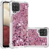 iWill Glitter Liquid Heart Samsung Galaxy A12 rózsaszín tok - Telefon tok