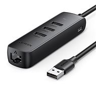 UGREEN USB 2.0 to 3× USB 2.0 + RJ45 (100 Mbps) Ethernet Adapter (Black) - Replikátor portov