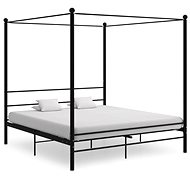 SHUMEE Rám postele s nebesy černý kovový 180 × 200 cm - Postel
