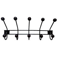 WALTECO Hanger rail, 5 hooks, black/brown wood - Coat Hanger