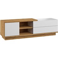 TV stolek HYBRID 2S  v dekoru dub artisan, bílá barva - TV stolek
