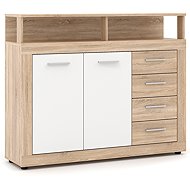 Commode Luna Midi A, decor oak somona, white 1/2 - Chest of Drawers