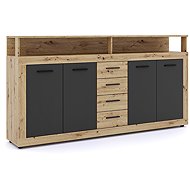 Chest of drawers Luna XXL, decor oak artisan, black - Chest of Drawers