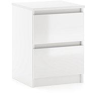 Bedside table white matt, front white glossy 2S 40 - Night Stand