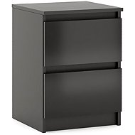 Bedside table in matt black with glossy black fronts 2S 40 - Night Stand