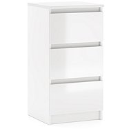 Bedside table white matt, front white glossy 3S 40 - Night Stand