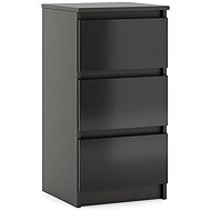 Bedside table black matt with glossy black fronts 3S 40 - Night Stand