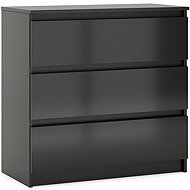 Chest of drawers Simple black matt/black glossy 3S 80 - Chest of Drawers