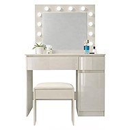 Bella dressing table with lighting, matt cashmere/gloss cashmere front - package 2/2 - Dressing Table