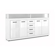 Chest of drawers Luna De Luxe XXL 4D4S white/white glossy, black handles - package 2/3 - Chest of Drawers