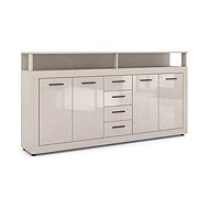 Komoda se zásuvkami Luna De Luxe XXL kašmír/kašmír lesklá, černá úchytka - Chest of Drawers