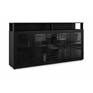 Komoda se zásuvkami Luna De Luxe XXL černá/černá lesklá, černá úchytka - Chest of Drawers