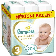 PAMPERS Premium Care Size 3 Midi (204 pcs) - monthly pack - Baby Nappies