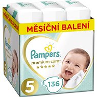PAMPERS Premium Care size 5 Junior (136 pcs) - monthly pack - Baby Nappies