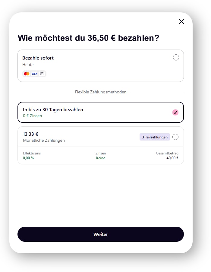 Zahlen Sie bequem mit Klarna