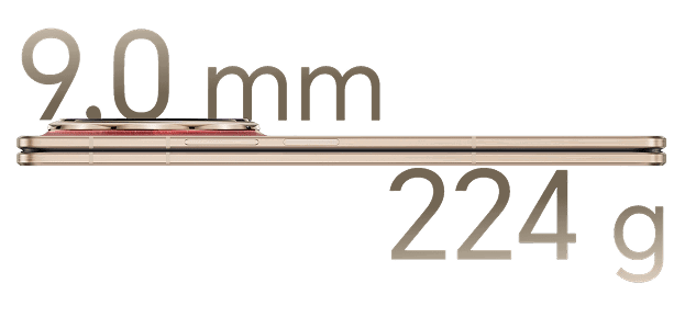 9,0 mm-es vastagság, 224 g-os tömeg