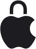 Logo Apple znázornené ako zámok na ukážku toho, že Apple je synonymom vstavanej ochrany súkromia a zabezpečenia