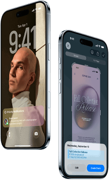 Dva iPhony Air, šikmý pohľad spredu, tenký profil, zamknutá obrazovka, použitie vizuálnej inteligencie