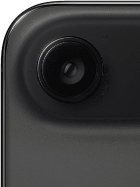 iPhone Air, pohľad zozadu, vesmírne čierna farba, horný zaguľatený roh, Fusion fotosústava s jedným objektívom