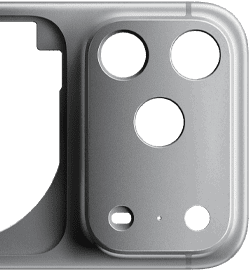 iPhone 17 Pro, pohled zezadu, kovaná hliníková unibody konstrukce