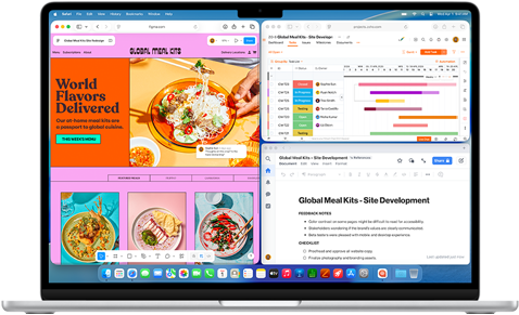 MacBook&nbsp;Air, na kterém je otevřených několik aplikací