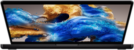 Pootevřený MacBook Pro odhalující barevnou obrazovku