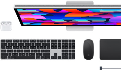 Mac accessories: AirPods, Studio Display, Magic Keyboard, Magic Mouse, Magic Trackpad, Space Black MagSafe charging cable