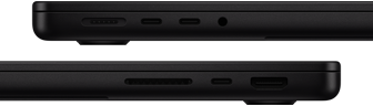 MacBook Pro ports – left side: MagSafe 3, two Thunderbolt ports, headphone jack – right side: SDXC card slot, one Thunderbolt port, HDMI