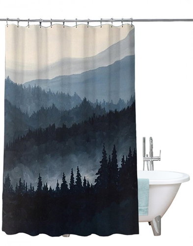 4sleep Shower curtain 180x200cm - forest white/blue/black - Shower Curtain - Main image