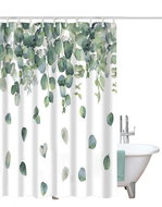 4sleep Shower curtain 180x200cm - green leaves on white - Shower Curtain
