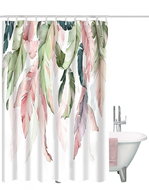 4sleep Shower curtain 180x200cm - leaves coloured on white - Shower Curtain