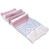 4sleep Turecká plážová osuška Hammam 100 × 180 cm, bordó/modrá - Bath Towel