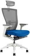 Merens WHITE with blue headrest - Office Chair