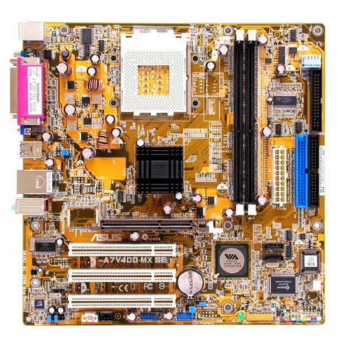 ASUS A7V400-MX SE VIA KM400A, DDR400, ATA133, SATA, USB2.0, LAN, 6ch audio mATX scA - Motherboard - Hauptbild