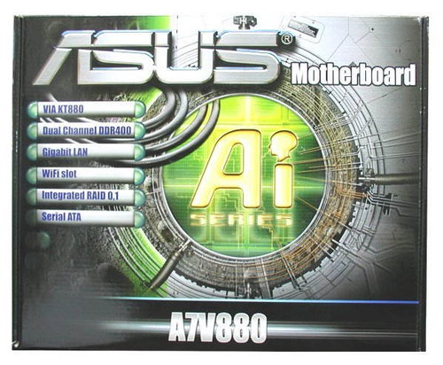 ASUS A7V880 VIA KT880, DDR400, ATA133, SATA150, USB2.0, GLAN scA Main image ASUS A7V880 VIA KT880, DDR400, ATA133, SATA150, USB2.0, GLAN scA - Motherboard - Main image