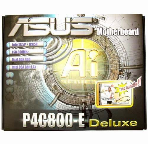 ASUS P4C800-E DELUXE i875 DualChannel DDR400 ATA100, SATA, Promise RAID, FW, USB2.0, Intel GLAN sc47 - Motherboard - Main image