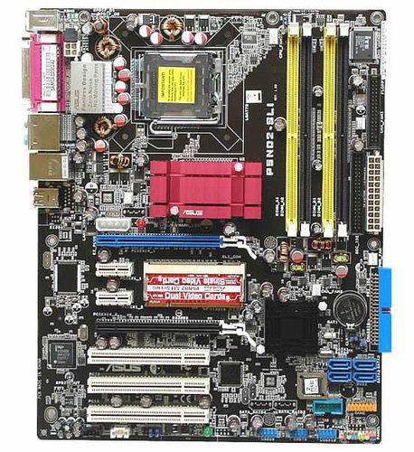ASUS P5ND2-SLI - nForce4 SLi IE DualCh DDR2 667, PCIe x16, SATA II, RAID, USB2.0, GLAN, sc775 - Motherboard - Main image