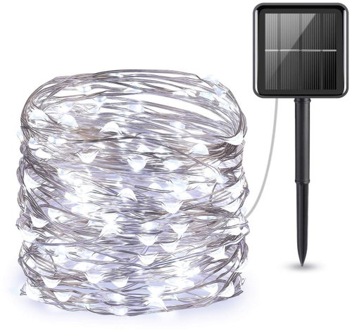 Aca Lighting LED solar chain, 200 LED, 20 m + 2 m, cool white, IP44, 8 functions - Light Chain - Main image