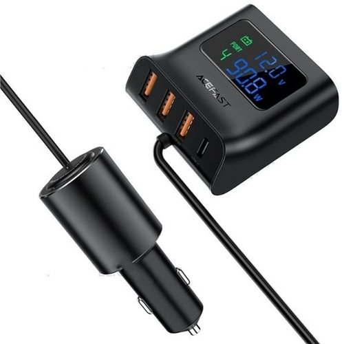 ACEFAST Digital Display Car HUB Charger BLACK - Car Charger - Main image