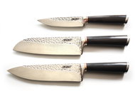 ACEJET Hammerman Ebony - Damascus SanMai kitchen knives - set of 3 - Knife Set